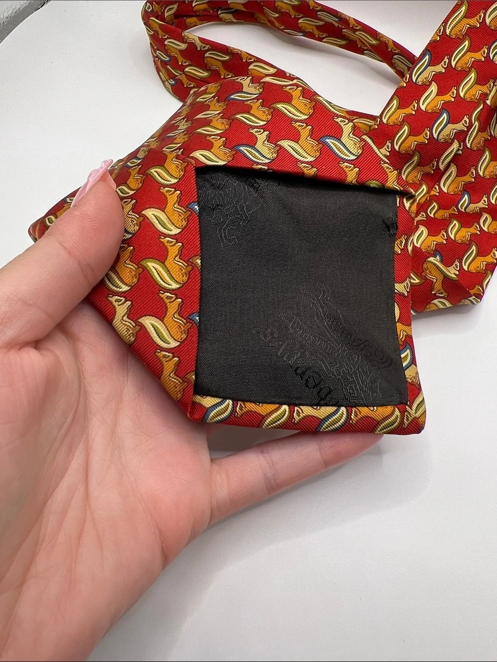 507. Burberry Red Tie with Yellow   Motif